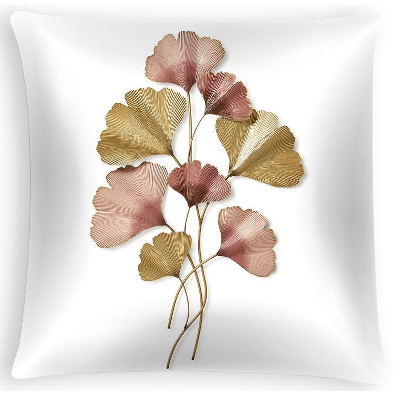 Nordic Ginkgo Leaf Peach Velvet Pillow Cover Office Sofa Cushion Cushion Cover