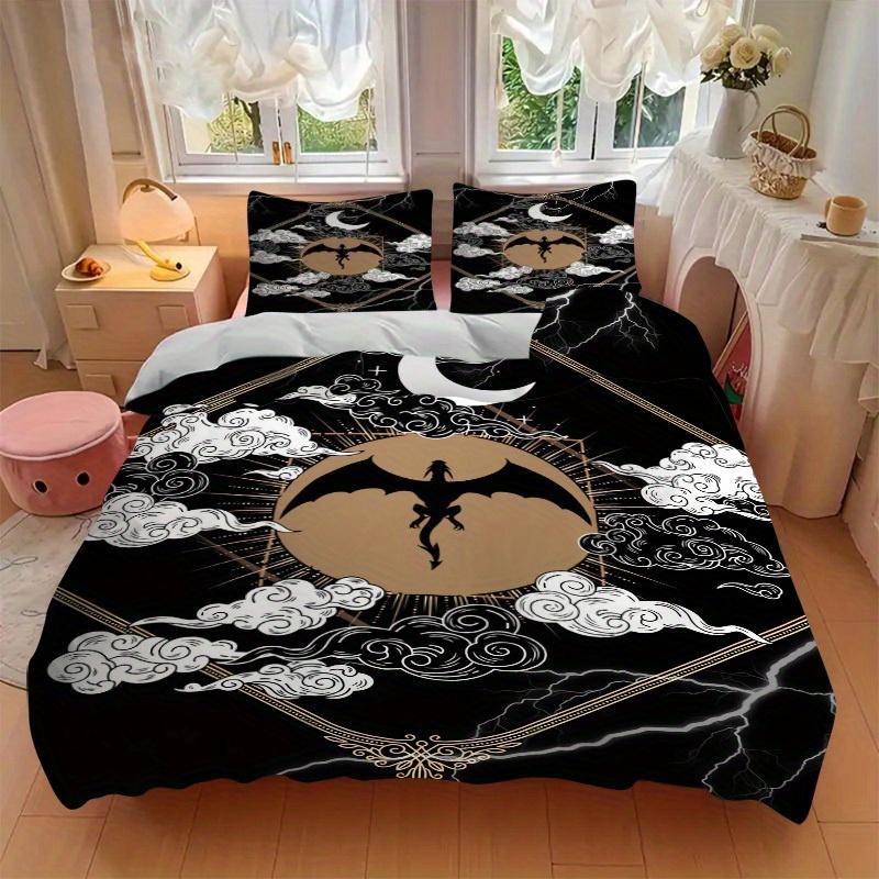 3pcs Moonlit Night Ethereal Flight Bedding Set Down Comforter Cover and Pillowcases, Suitable for Guest Room All Seasons(No Insert) S0819070