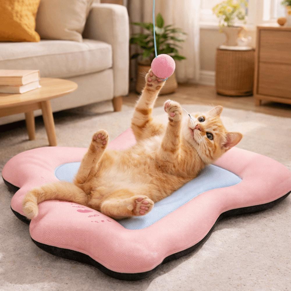 Breathable Dog Sofa Bed Cartoon Pattern Pet Cooling Mat Comfortable Pet Cool Cushion  Summer Season