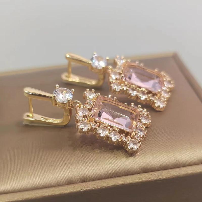 Luxuriöse Große Ohrringe für Frauen 2023 Neue Mode Geometrische Zirkon Tropfen Ohrring Gold Farbe Hochzeit Engagement Schmuck Zubehör