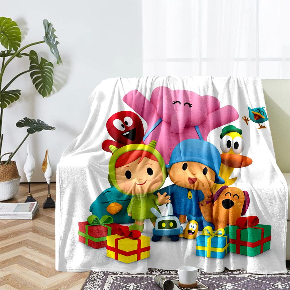 Pocoyo Theme Printed Blanket - Perfect for Couch, Bed, Travel & Outdoor Use | Machine Washable, Cozy & Durable.