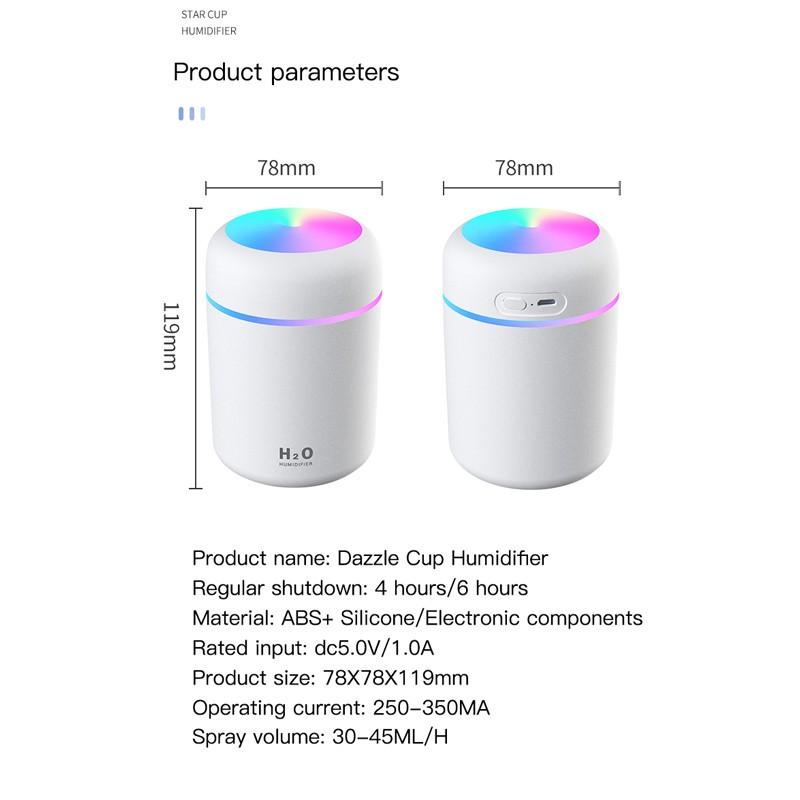 Mini humidificateur d'air Portable pour voiture, 300ml, désodorisant avec veilleuse LED, 2 Modes d'alimentation USB, diffuseur d'huile pour voiture