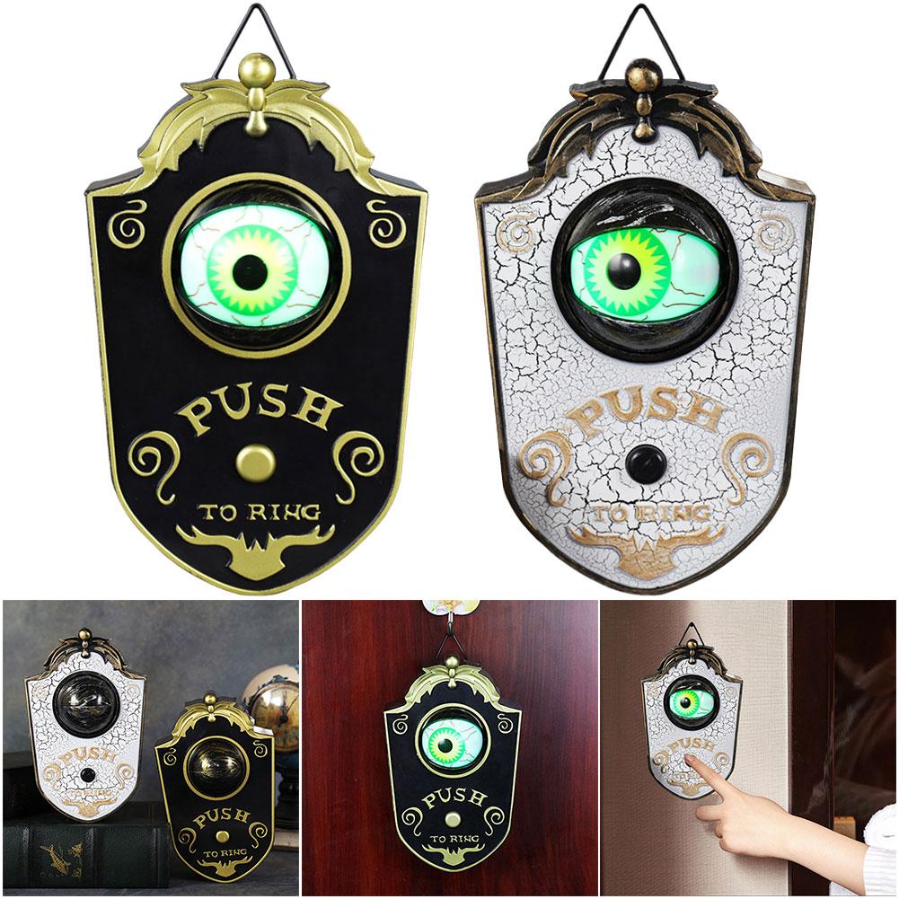 Animated Eyeball Halloween Doorbell with Spooky Sounds LED Hanging Doorbell Front Door Haunted House Halloween Decor Prank Props
