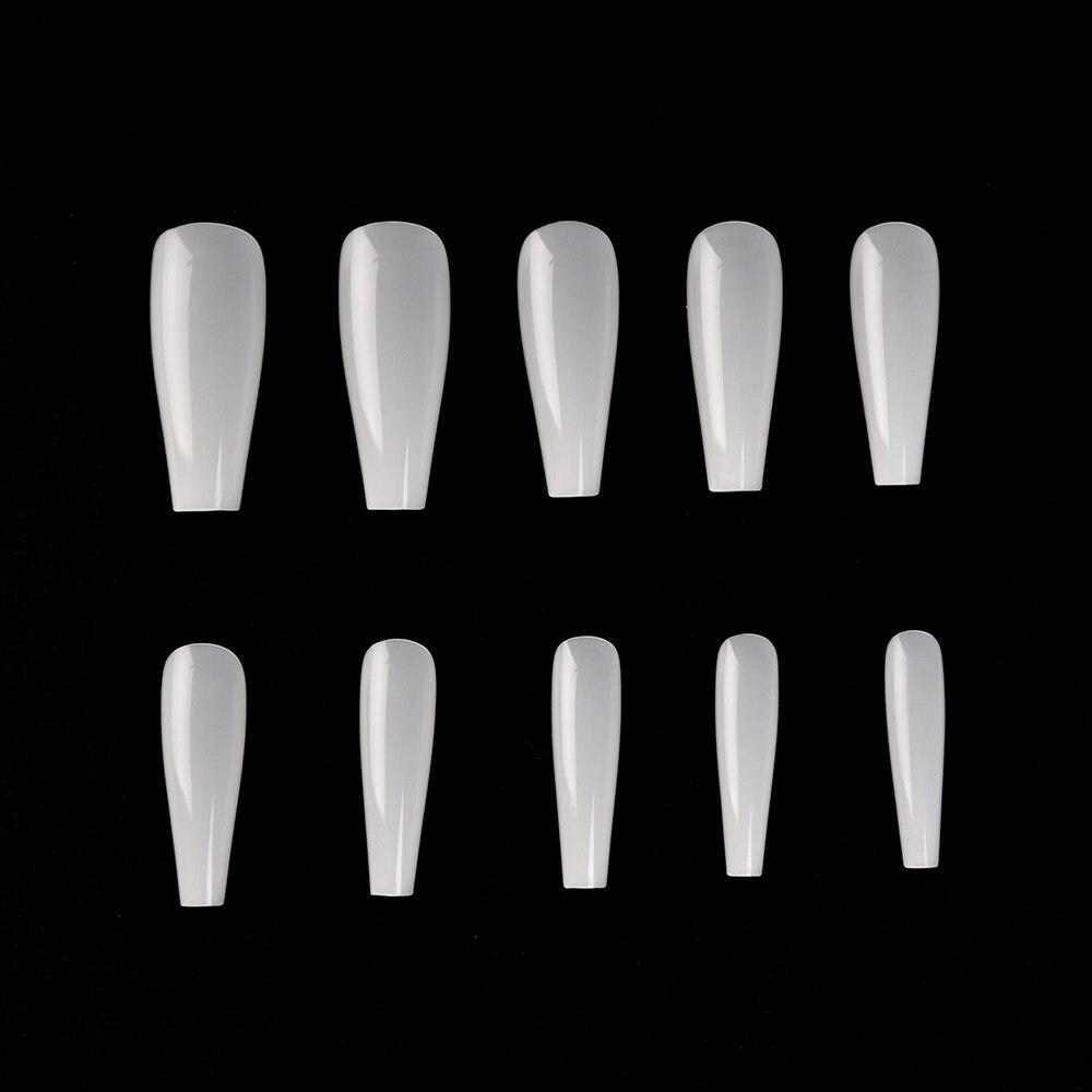 kads 500pcs False Nail Tips Ballerina 3 Colors/Box Nail Coffin Shaped Tips Long Full Cover Fake Nails Art Manicure 10 Size Clear