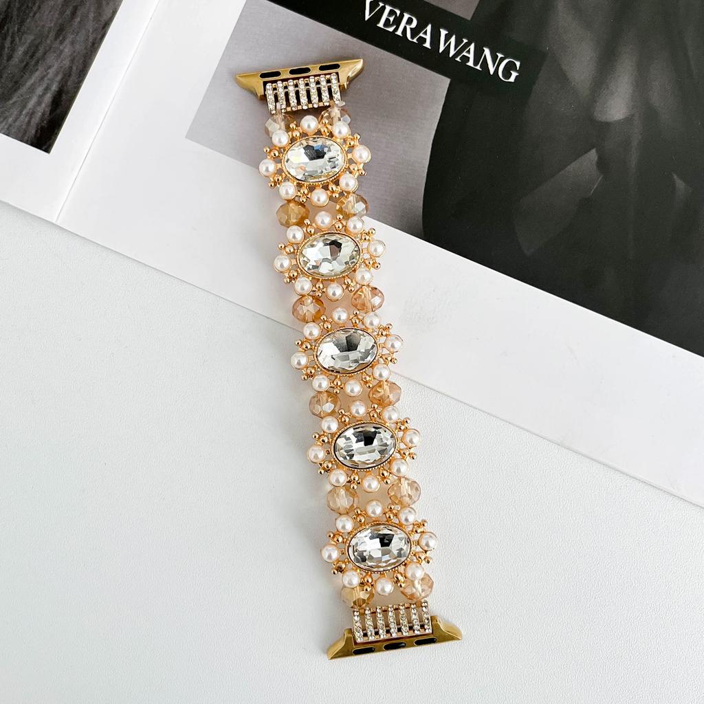 Charms Perlati Glitterati con Diamanti Braccialetto da Polso Cinturino per Apple Watch 10 Cinturino per iWatch Smartwatch 38 42 44 45 mm Cinturini