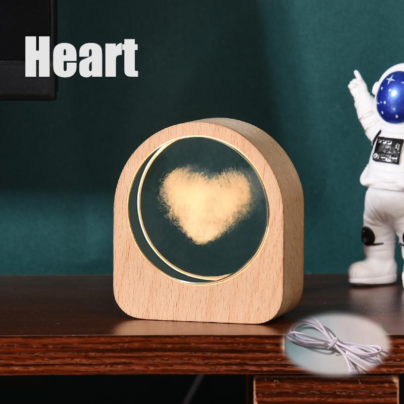 

2025 Wooden LED Light Dispaly Base USB Rechargeable Crystal Glass Resin Art Ornament Wood Night Lamp Base Holder Display Stand