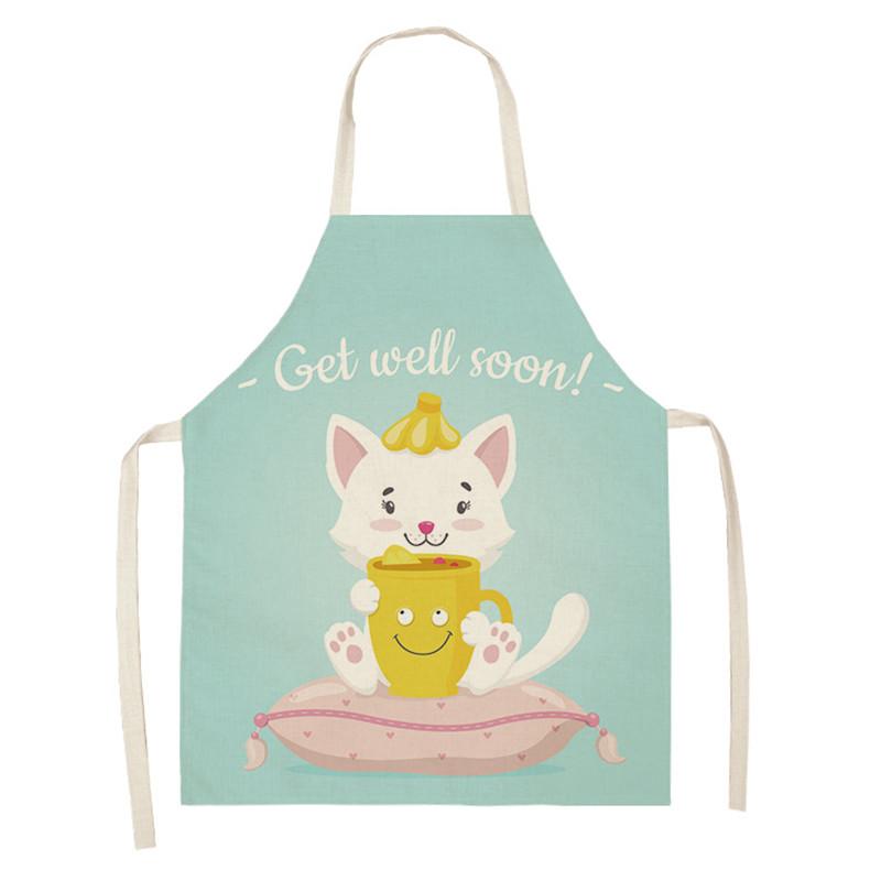 Cooking Home Kitchen Apron Cartoon Cat Print Sleeveless Color Apron Men Women Baking
