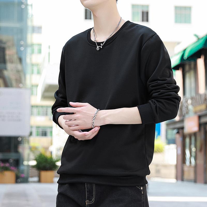 New Loose Men's Padded Warm Casual Sports Lightweight Soft Wrinkle Breathable Cotton Long-sleeved T-shirt