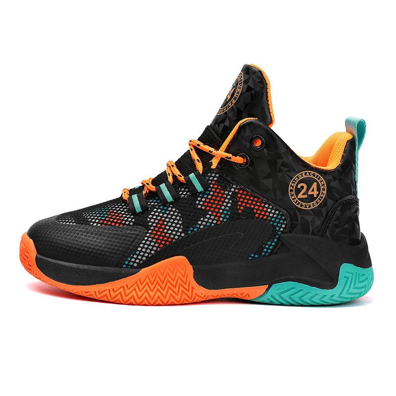 Four Seasons Children's Mesh Basketball Shoes Boys' Middle School and Older Children's Practical Boots High Help Elementary School Students Trainin