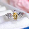 S925 Silver Yellow Crystal Women's Fashion Ring - 2025 Design