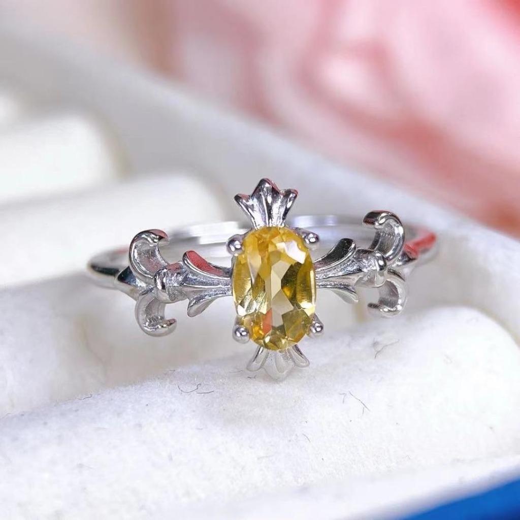 S925 Silver Yellow Crystal Women's Fashion Ring - 2025 Design