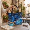  Watercolor Tree Blue Casual Tote Bag Portable Daily Shoulder Bag
