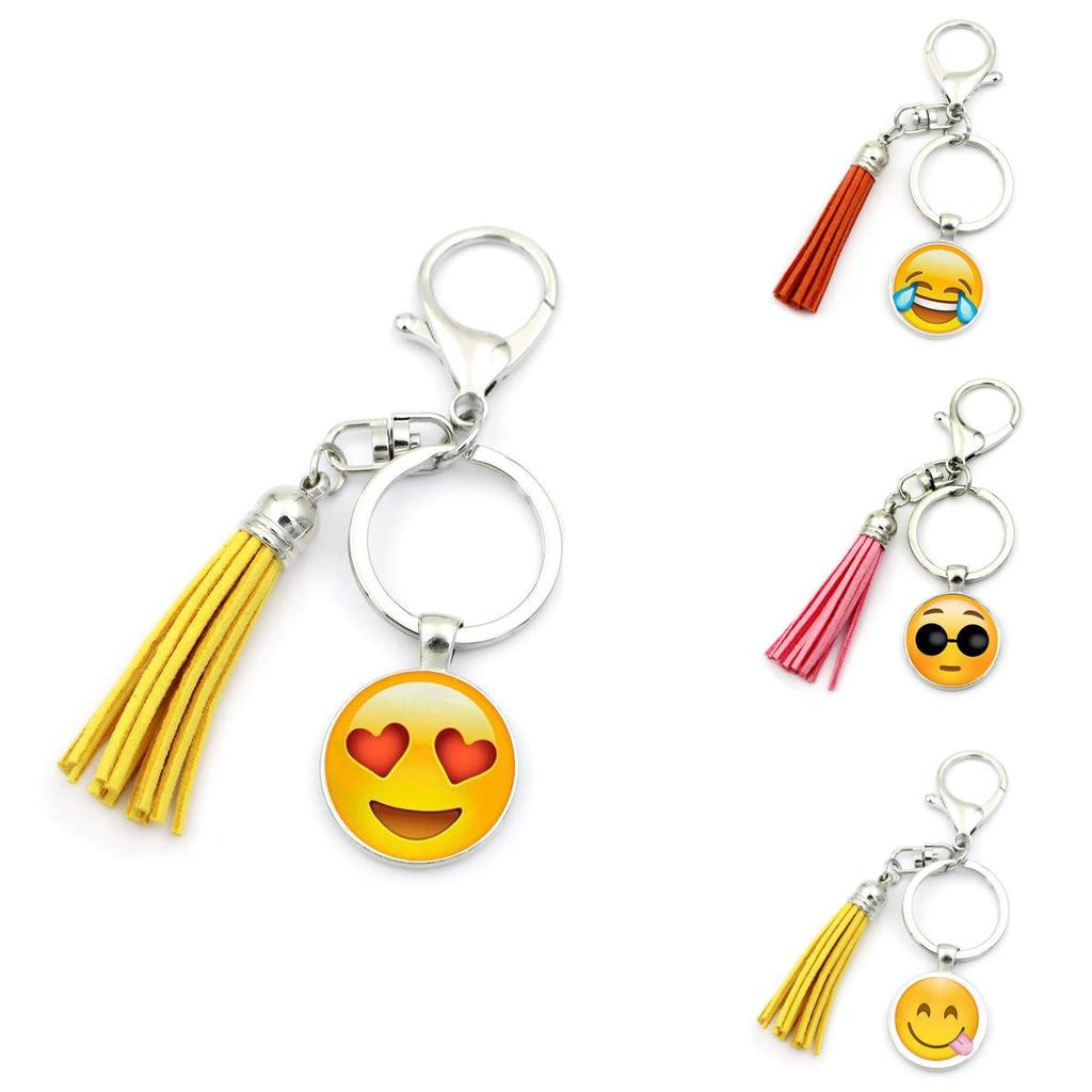 Adorable Funny Expression Time Gem Keychain Pendant Creative Unique Tassel Charm