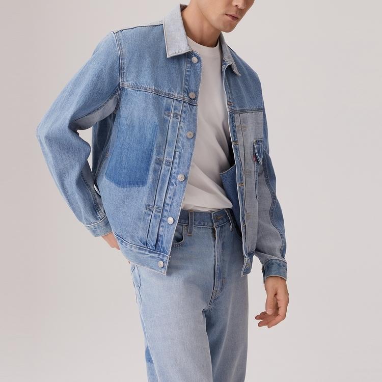 Levis Casual Comfortable Patchwork Single-Breasted Long Sleeve Denim Jacket Men Jackets 004YT-0000