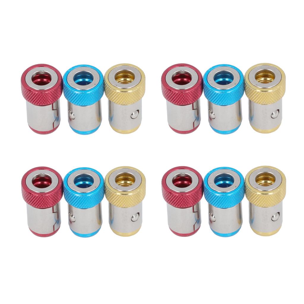 12 STÜCKE Magnetische Schraubenringe Aluminiumlegierung Rändelung Magnet Saug Bithalter für Sechskantschraubendreher