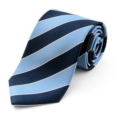 [MICHIKO LONDON] Michiko London Brand Necktie, Made In Japan, Silk, Jacquard Weave, Woven Pattern, Block Stripe (Pattern B: Saxophone Blue)