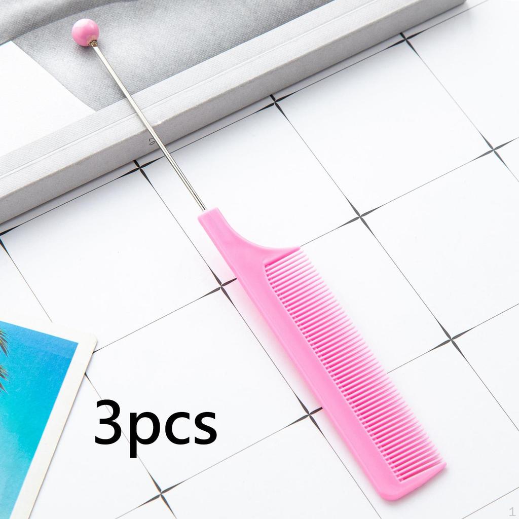 3 Pieces DIY Beaded Hair Combs Hairdressing Comb Women Girls Cutting Styling Grooming