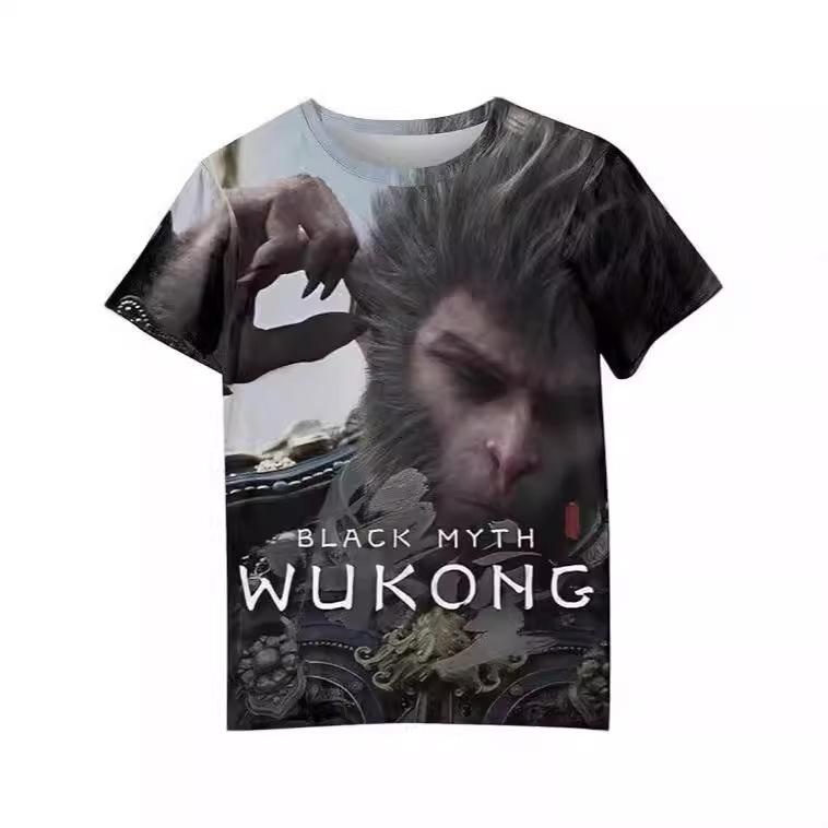 2024 Black Myth Wukong Color Printing Pattern Printing Short Sleeve T-Shirt Summer Men's and Women's Casual Versatile Fashion