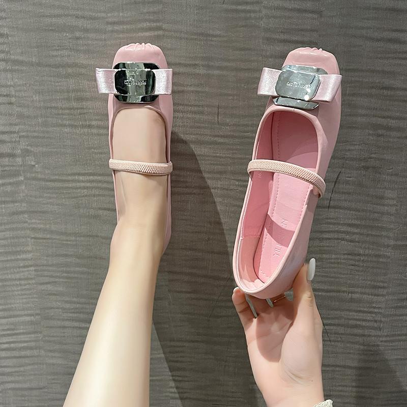 Fashion Pumps Woman Shoes Mary Jane Low Heel Square Toe Kawaii Spring Summer Flat Comfortable Elegant Pink Heels Shoes for Girls Luxury