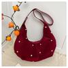 Spring New Women Shoulder Bags Matte Textured Crescent Bag Fashi Rhineste Retro Suede Comfortable  Texture  Crossbody Bag