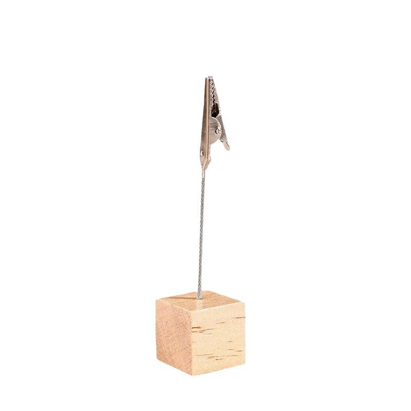 Wooden Memo Clip: Vertical Label Stand for Desktop Decoration, DIY Retro Base Card and Paper Display