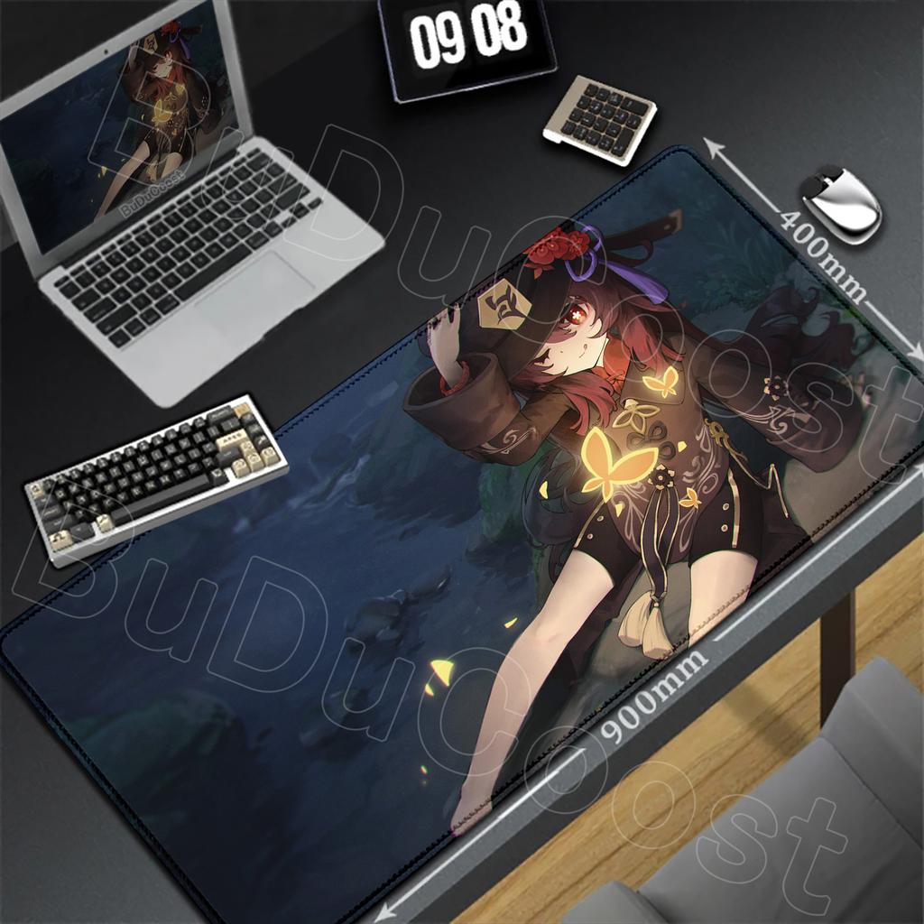 HD Genshin Impact Hu Tao Game Mousepad PC Gaming Accessories Laptop Pad Non-Slip Rubber Soft Edge locking XXL Large Keyboard Mat