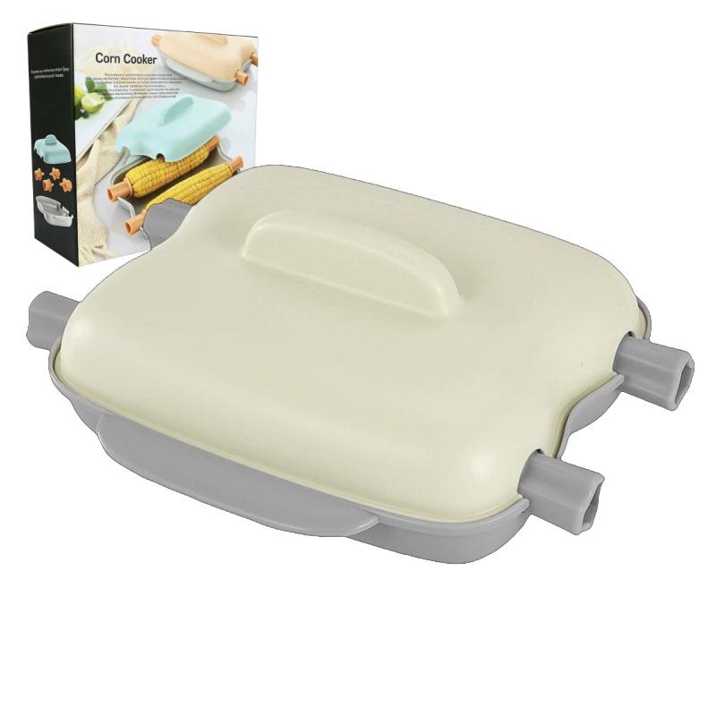 Microwave Corn Steamer with Lid Heat-Resistant Plastic Vegetable Steaming Box for Home Kitchen Healthy Diet Cooking Rack Utensil