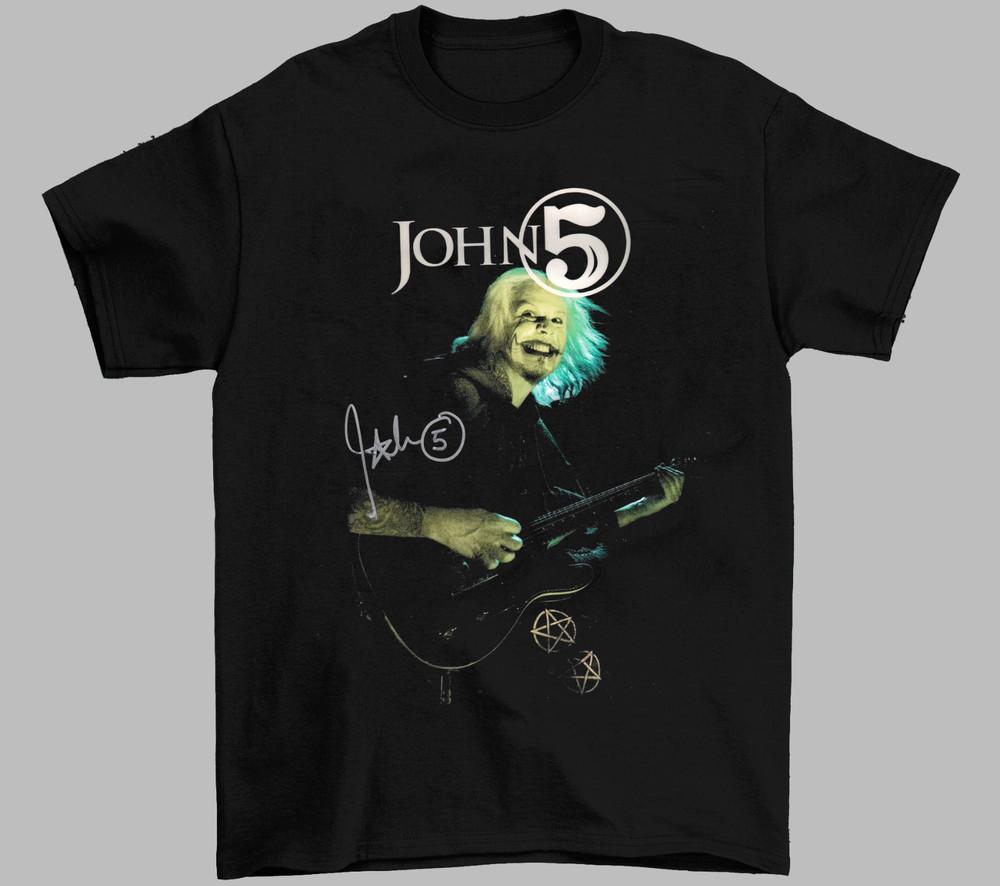 Винтажная футболка 90-х John 5 с автографом Подарок для фаната Черная Все размеры S-4XL Унисекс Футболка Унисекс Футболка L