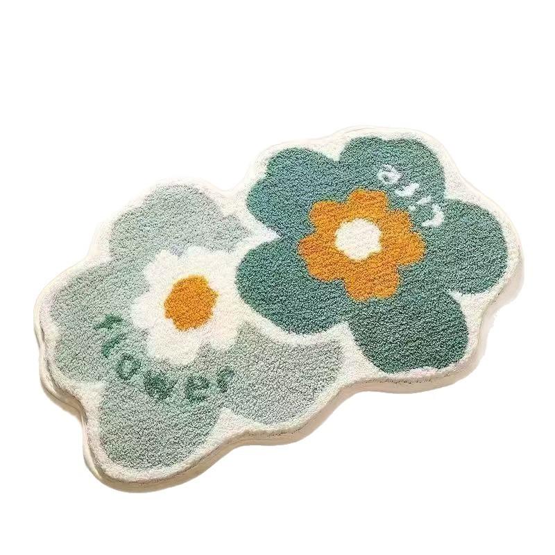 Cartoon Flower Carpet Living Room Bedroom Dirt Resistant Carpet Irregular Foot Pad