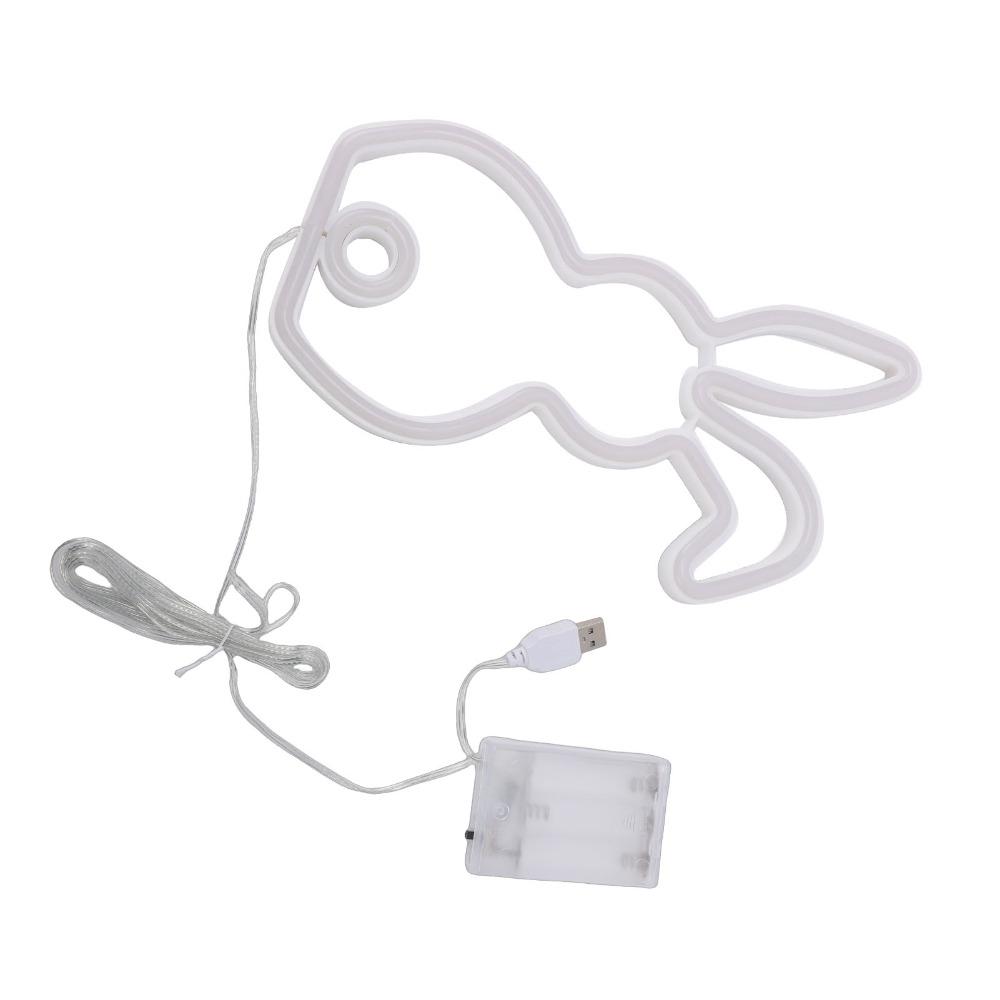 USB Battery Powered Bunny Neon Sign Bicolor LED Bunny Night Light Easter Bunny Sign For Club