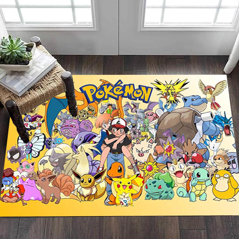 Pokemon Go Pikachu Poster Decoration,Carpet,Living Room,Bedroom, Non-slip,Square rug