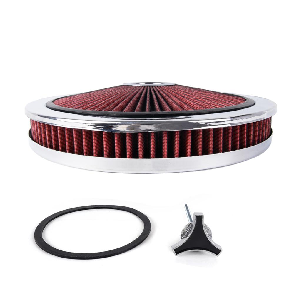 RASTP- Universal Air Cleaner Filter 14" Wide 2" Tall With Super Flow Thru Lid Washable Round 5-1/8-inch Neck Flange OFI178