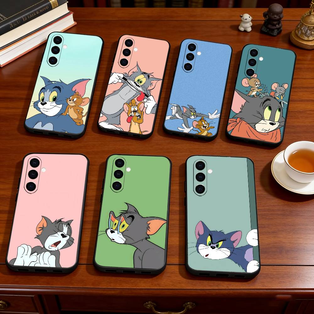C-Cat Anb Mouse Phone Case For Samsung Galaxy A73,A72,A71,A70,A53,A52,A51,Others Soft Black Cover