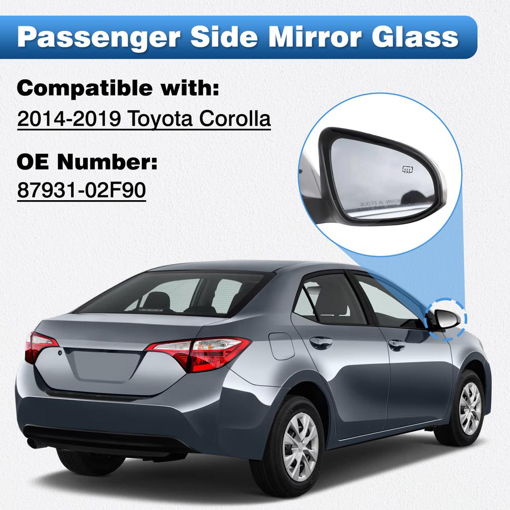 Left Right Side Rearview Wing Mirror Glass for Toyota Corolla 2014– US Model Heated Side Mirror Glass Left Hand Drive