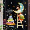 Cartoon Shopwindow Decals Santa Clause Reindeer Xmas Tree Sticker  Festival