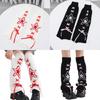 Women's Knitted Leg Warmers with Star Pattern and Ribbon Ties Harajuku Fairycore Flared Foot Covers Footless Long Socks