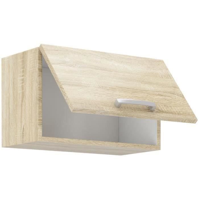 Meuble hotte porte basculante - Décor chêne sonoma - L 60 x 31,6 x H 36 cm - LASSEN