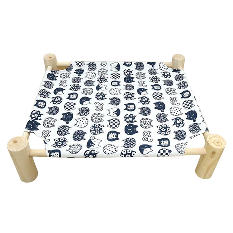 1Pc Elevated Cat Bed Pet Supplies Hammock Cat Square Washable Wooden Detachable Frame