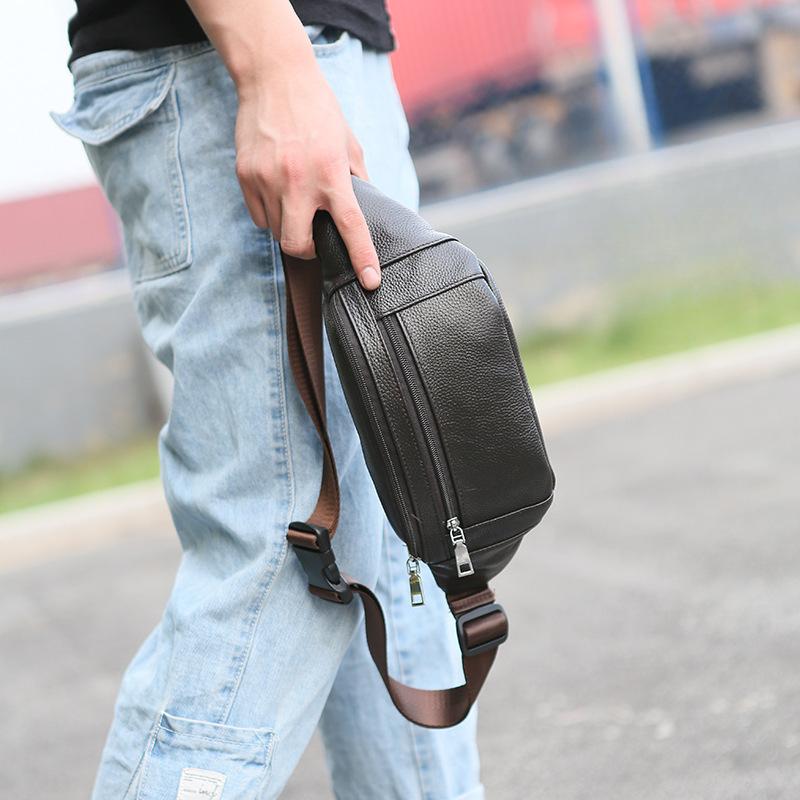 

Мужская поясная сумка Мужская прилегающая сумка через плечо Воловья кожа Мужская сумка Модная деловая сумка для поездок на работу Нагрудная сумка кофейный