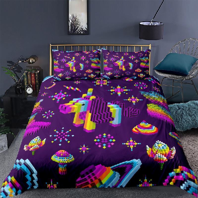 Colorful Toy Duvet Cover Funny Building Blocks Bedding Set With Pillowcases For Toddler Kids Teens Boys Girls Gift Bedroom Decor
