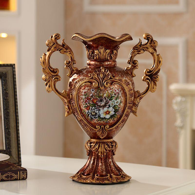 Europa Vintage Harz Vase Blumenarrangement Ornamente Haus Wohnzimmer Schreibtisch Einrichtung Dekoration Café Büro Zubehör Artikel
