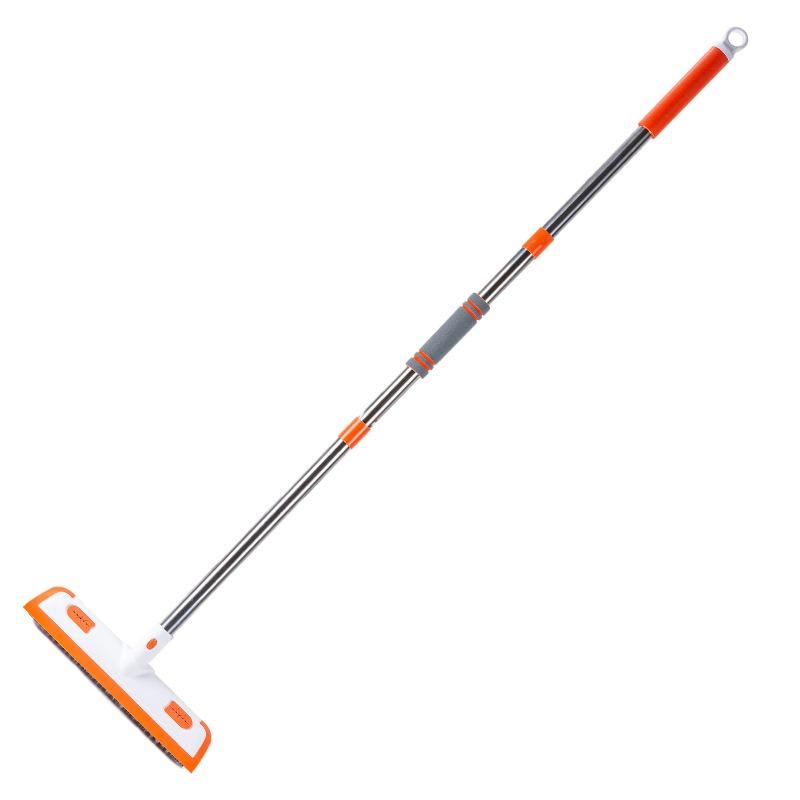 2-in-1 Floor Scrubber & Squeegee - Extra Large Hard Bristle Brush for Bathroom Tile & Grout Cleaning