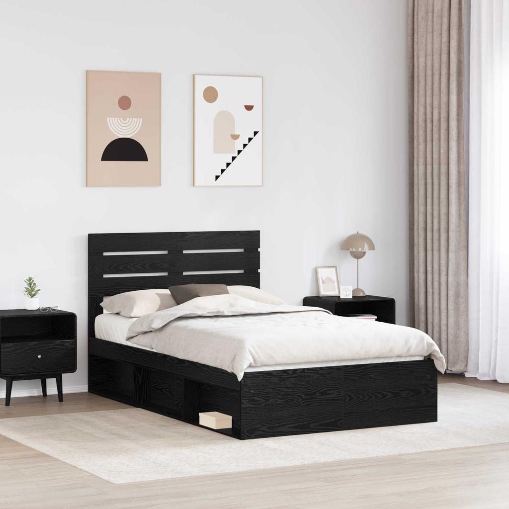 Bed Frame Black 120 x 200 cm Solid Pine Wood