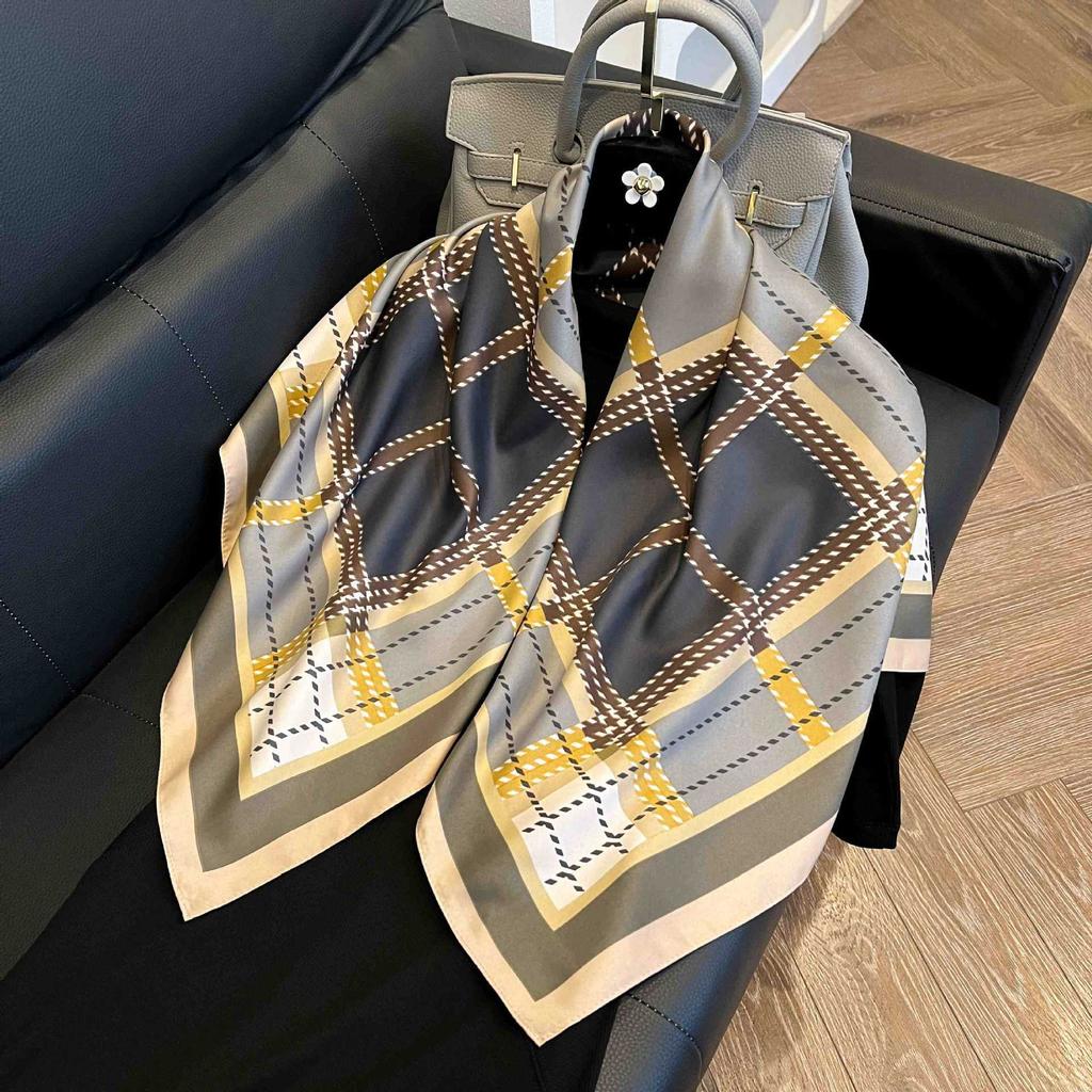 91Cm square scarf silk scarf women's new literary and fashion scarf accessories autumn and winter retro versatile shawl
