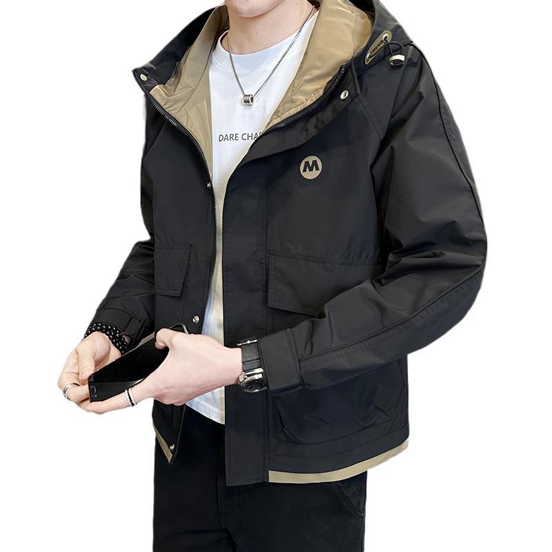 Coat Men's Spring and Autumn New Trendy Hooded Casual Loose Top Men's Jacket