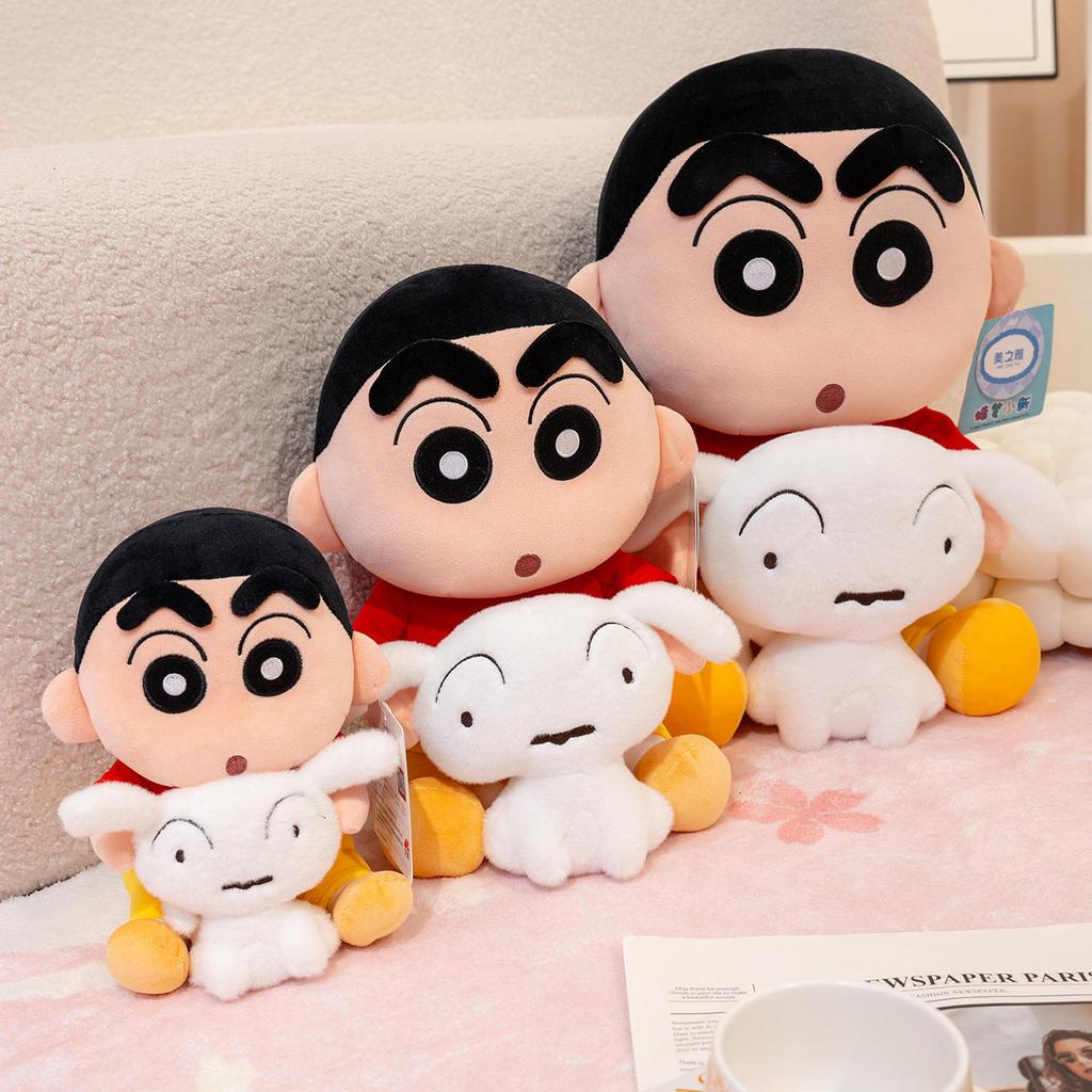 Süßes Crayon Shin-chan Kuscheltier Shiro Shinchan hält seinen Hund Shiro Plüschtier Cartoon Puppe Weiches Flauschiges Plüschtier