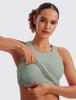 CRZ YOGA Padded Tank Top with Plus Size Yoga Butterluxe Palm Court Size M Women's Cups, Racerback, Top, Green,