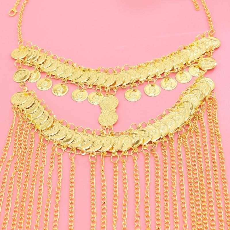 Gold Coin Veils Headband Coin Face Chain Belly Dance Jewelry Accessory Halloween Christams Cosplay Party Performances
