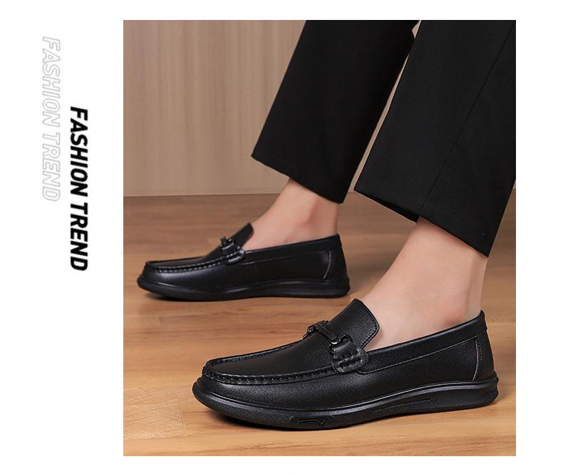 Men's Genuine Leather Loafers: Spring & Autumn British Style Slip-Ons, Business Casual, Rubber Sole, Large Size 47