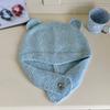 Cute three-dimensional bear ears wool hat women's autumn and winter new warm knitted ear hat tide